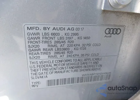 2017 Audi Q7 3.0T Premium z USA, uszkodzony, nr VIN WA1VABF74HD049834